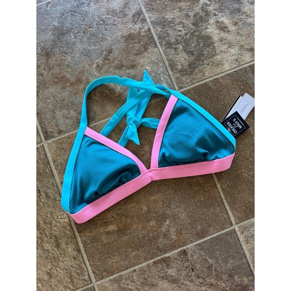 Salt + Cove Triangle Colorblock Bikini Swim Top Blue Multi Size Large - Picture 4 of 8